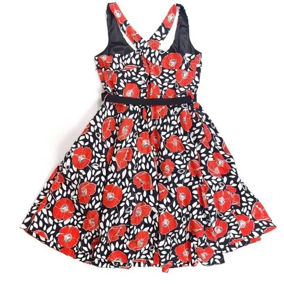 City Chic Power Poppy Dress Pin Up Fit And Flare Belted Womens Plus Size 16 Red - Picture 6 of 10